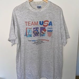 Vintage 1991 Team USA Vs Team Canada Olympic Hockey Albany New York tee Shirt